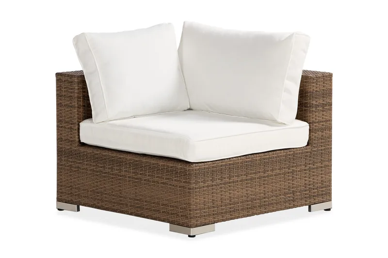 Bahamas Hörnmodul utomhus i konstrotting - Sand / Vita dynor - Utemöbler & utemiljö - Övrigt utemöbler - Moduler utesoffa