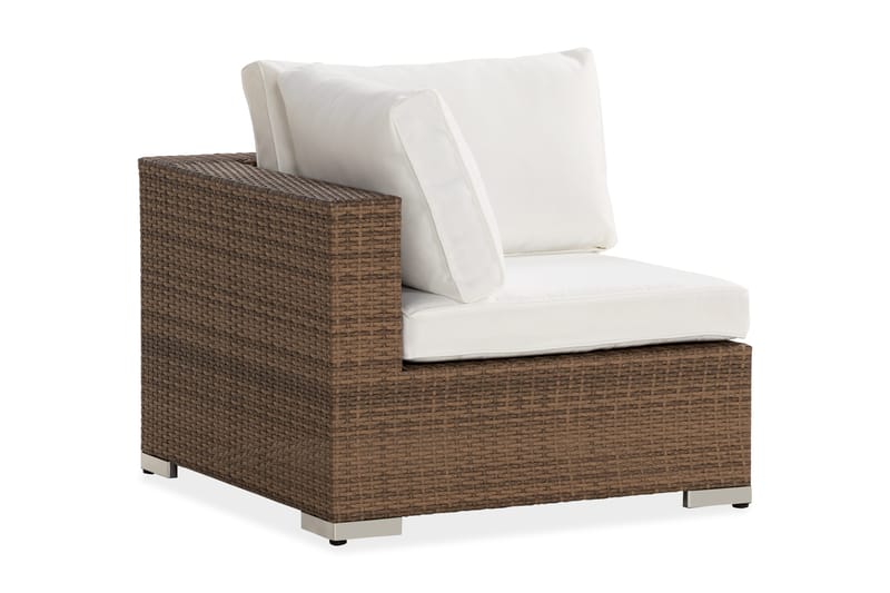 Bahamas Hörnmodul utomhus i konstrotting - Sand / Vita dynor - Utemöbler & utemiljö - Övrigt utemöbler - Moduler utesoffa