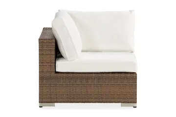 Bahamas Hörnmodul utomhus i konstrotting - Sand / Vita dynor - Utemöbler & utemiljö - Övrigt utemöbler - Moduler utesoffa