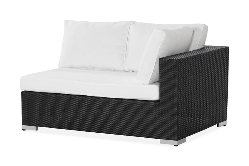 Bahamas Vänstermodul utomhus 140 cm i konstrotting - Svart / Vita dynor - Utemöbler & utemiljö - Övrigt utemöbler - Moduler utesoffa