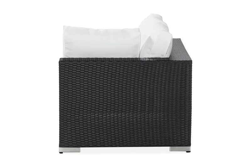 Bahamas Vänstermodul utomhus 140 cm i konstrotting - Svart / Vita dynor - Utemöbler & utemiljö - Övrigt utemöbler - Moduler utesoffa