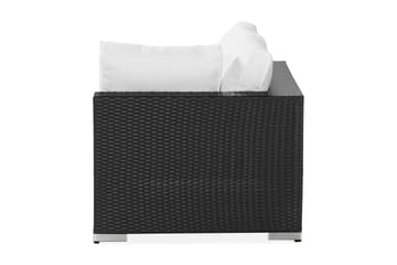 Bahamas Vänstermodul utomhus 140 cm i konstrotting - Svart / Vita dynor - Utemöbler & utemiljö - Övrigt utemöbler - Moduler utesoffa