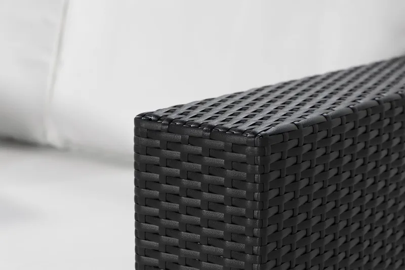 Bahamas Vänstermodul utomhus 140 cm i konstrotting - Svart / Vita dynor - Utemöbler & utemiljö - Övrigt utemöbler - Moduler utesoffa