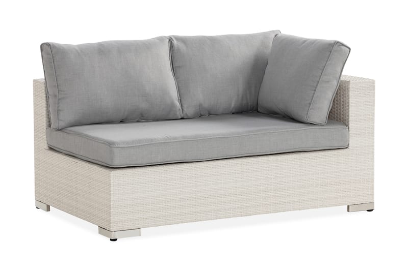 Bahamas Vänstermodul utomhus 140 cm i konstrotting - Vit / Ljusgrå dynor - Utemöbler & utemiljö - Övrigt utemöbler - Moduler utesoffa