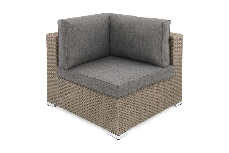 Marcus Hörnmodul utomhus med Dyna i konstrotting, Grå / Grå dynor