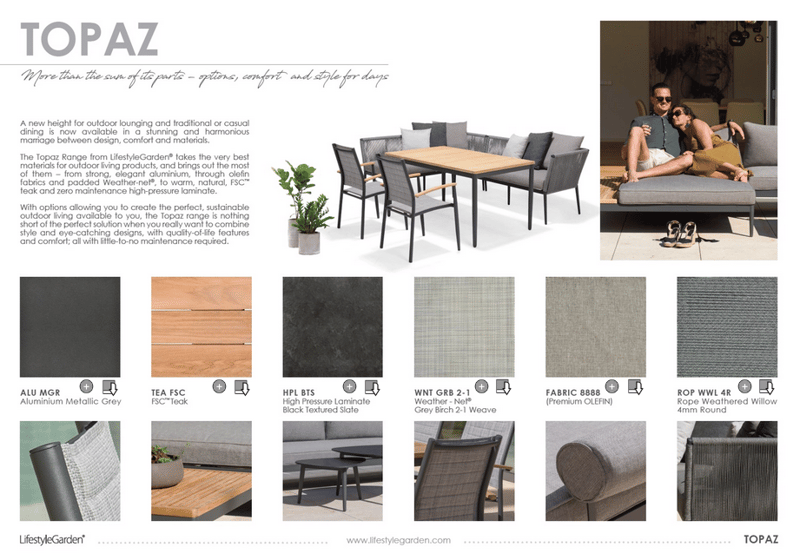 U-Soffa Utomhus TOPAZ 6-sits - magnesiumgrå - Utemöbler & utemiljö - Loungemöbler - Loungesoffor