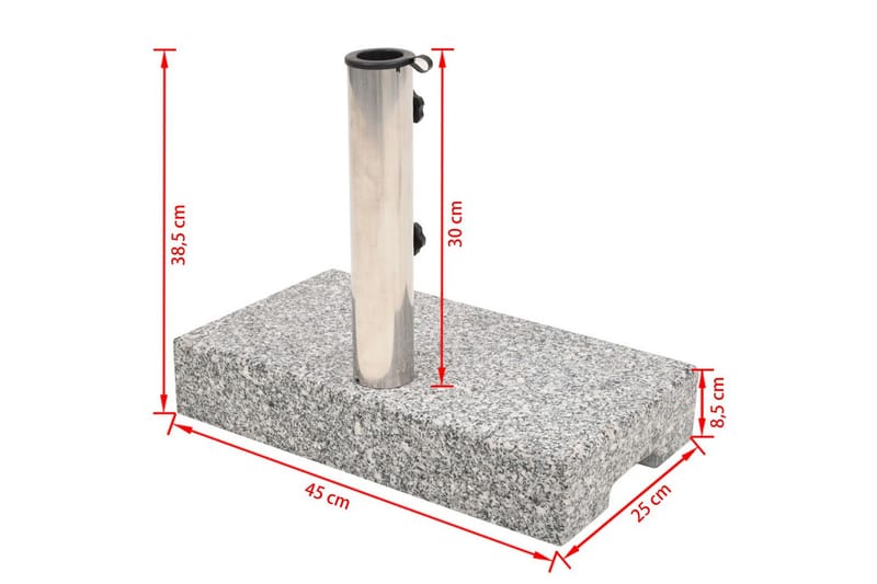 Parasollfot granit rektangulär 25 kg - Grå - Parasollfot