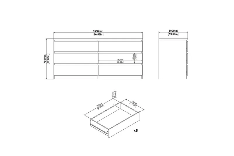 Salomns Byrå 70,1 cm - Oxidbetong/vit högglans - Förvaring - Förvaringsmöbler - Byrå