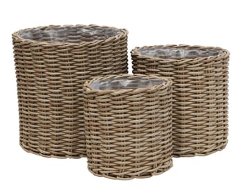 Planteringskorg ENS runda planteringskorgar 2 stycken 3-set - grå - Utemöbler & utemiljö - Balkong & altan - Balkongodling - Blomlåda & balkonglåda