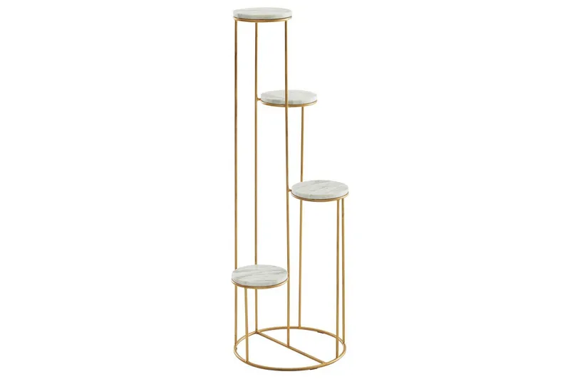 Stående hylla Wohnling Äkta marmortopp blomma ståtlig metallbas modern