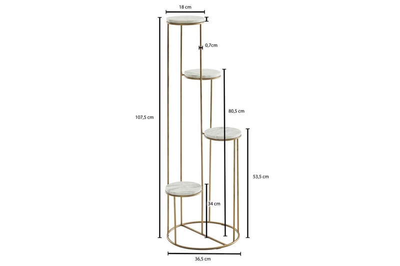 Stående hylla Wohnling Äkta marmortopp blomma ståtlig metallbas modern - Utemöbler & utemiljö - Balkong & altan - Balkongodling