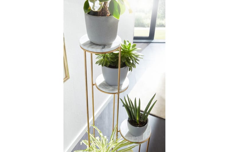 Stående hylla Wohnling Äkta marmortopp blomma ståtlig metallbas modern - Utemöbler & utemiljö - Balkong & altan - Balkongodling