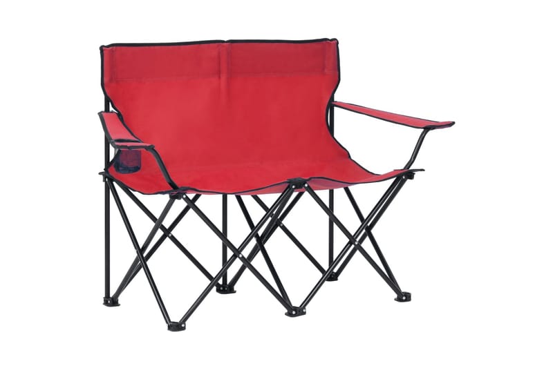 2-sits hopfällbar campingstol stål och tyg röd - Röd - Brassestol & campingstol - Strandstol - Balkongstol