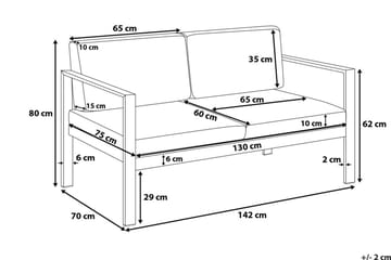 Tirrena Trädgårdssoffa 142 cm - Grå - Utemöbler & utemiljö - Balkong & altan - Balkongmöbler - Balkongsoffa