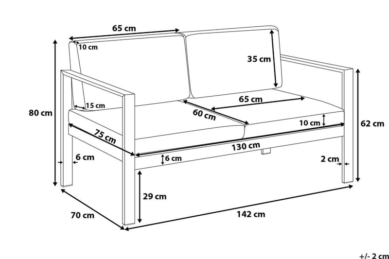 Tirrena Trädgårdssoffa 142 cm - Grå - Utemöbler & utemiljö - Balkong & altan - Balkongmöbler - Balkongsoffa
