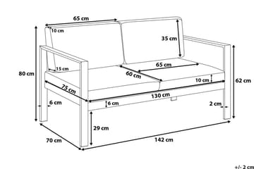 Trädgårdssoffa Tirrena 142 cm - Grå - Utemöbler & utemiljö - Balkong & altan - Balkongmöbler - Balkongsoffa