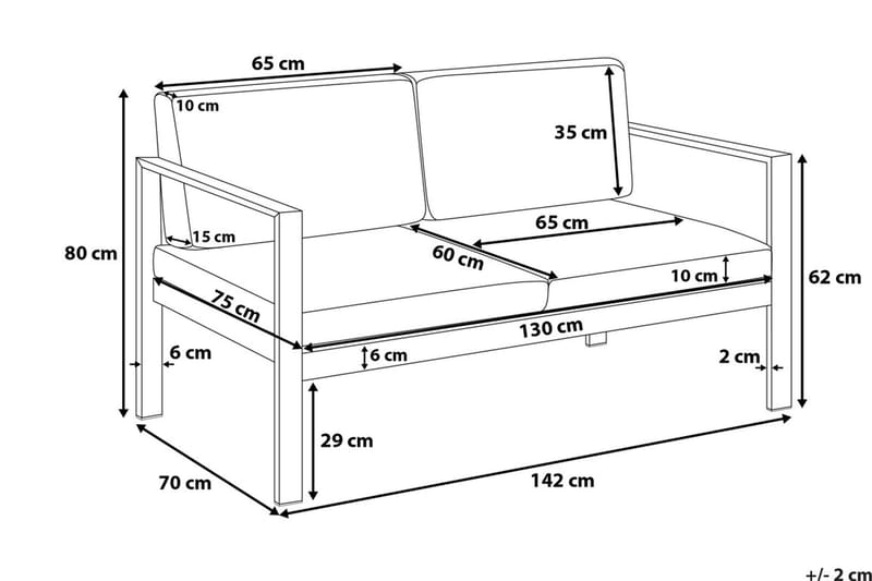 Trädgårdssoffa Tirrena 142 cm - Grå - Loungesoffor - Balkongsoffa - Utesoffa