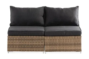 Wisconsin Premium 2-sits Loungesoffa utomhus – Utesoffa i Konstrotting för balkong - Sand Beige / Svarta dynor - Utemöbler & utemiljö - Balkong & altan - Balkongmöbler - Balkongsoffa
