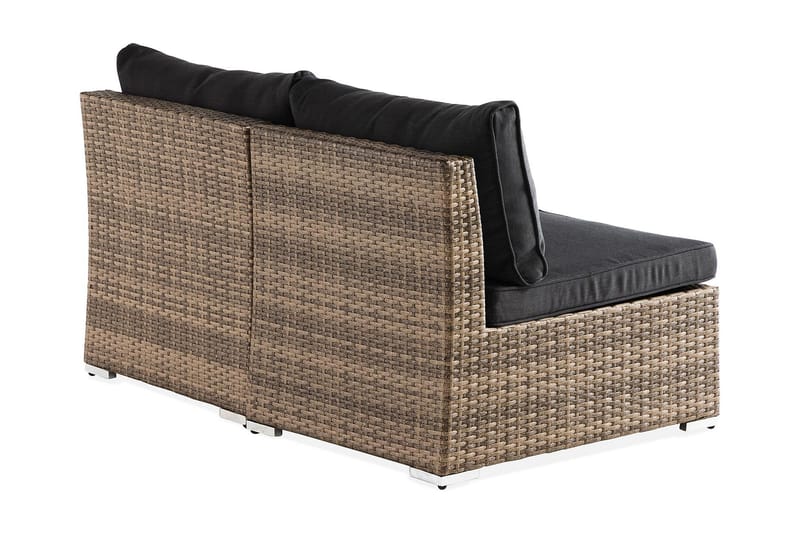 Wisconsin Premium 2-sits Loungesoffa utomhus – Utesoffa i Konstrotting för balkong - Sand Beige / Svarta dynor - Utemöbler & utemiljö - Balkong & altan - Balkongmöbler - Balkongsoffa