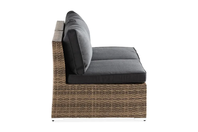 Wisconsin Premium 2-sits Loungesoffa utomhus – Utesoffa i Konstrotting för balkong - Sand Beige / Svarta dynor - Utemöbler & utemiljö - Balkong & altan - Balkongmöbler - Balkongsoffa