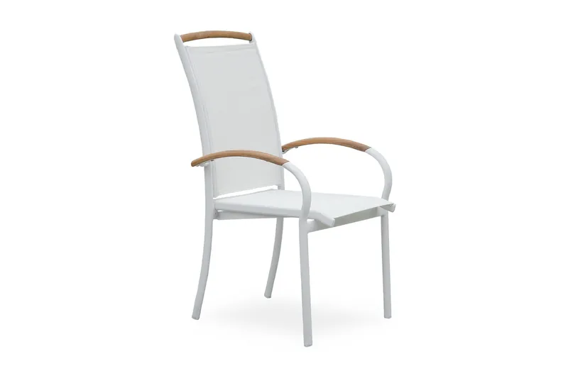 Hillerstorp Nydala Karmstol Utomhus Stapelbar Vit/Teak, Hillerstorp