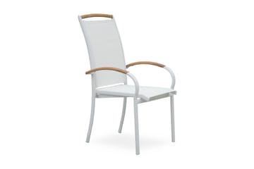 Karmstol Utomhus Nydala Stapelbar Vit/Teak - Hillerstorp - Utemöbler & utemiljö - Balkong & altan - Balkongmöbler - Balkongstol