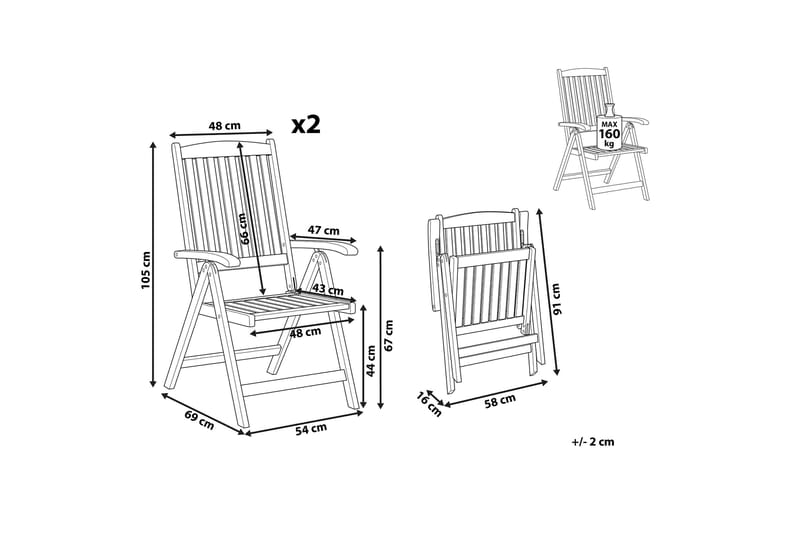 Trädgårdsstol 2 st akaciaträ ljusbrun JAVA - Trä/natur - Utemöbler & utemiljö - Balkong & altan - Balkongmöbler - Balkongstol