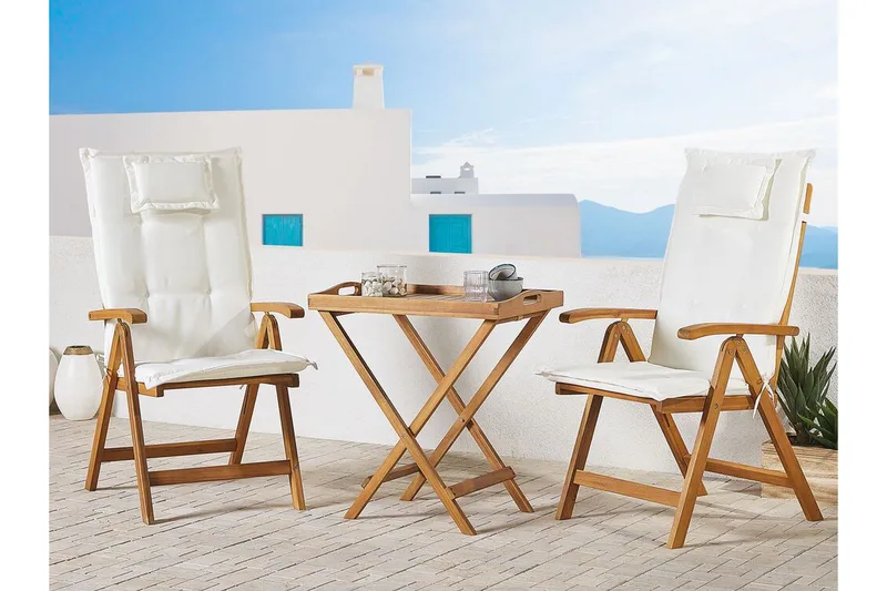 Trädgårdsstol 2 st akaciaträ med dyna JAVA - Trä/natur - Utemöbler & utemiljö - Balkong & altan - Balkongmöbler - Balkongstol