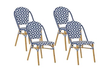 Trädgårdsstol 4 st blå/vit mönster RIFREDDO - Blå - Utemöbler & utemiljö - Balkong & altan - Balkongmöbler - Balkongstol