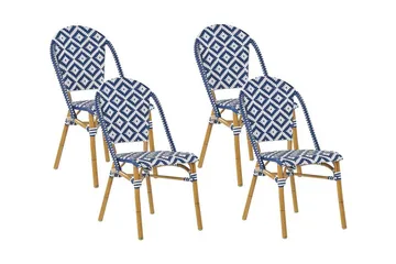 Trädgårdsstol 4 st blå/vit mönster RIFREDDO - Blå - Utemöbler & utemiljö - Balkong & altan - Balkongmöbler - Balkongstol