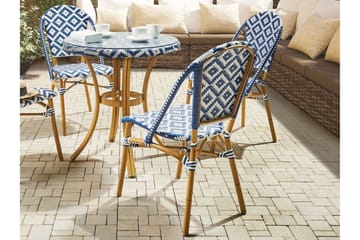 Trädgårdsstol 4 st blå/vit mönster RIFREDDO - Blå - Utemöbler & utemiljö - Balkong & altan - Balkongmöbler - Balkongstol