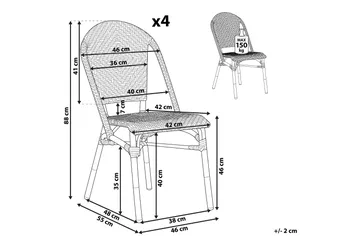 Trädgårdsstol 4 st blå/vit mönster RIFREDDO - Blå - Utemöbler & utemiljö - Balkong & altan - Balkongmöbler - Balkongstol
