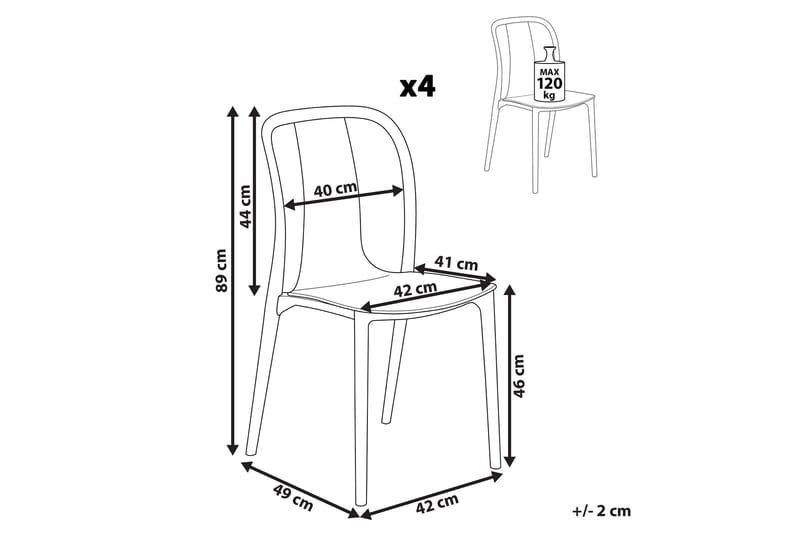 Trädgårdsstol 4 st vit/grå SPEZIA - Vit - Utemöbler & utemiljö - Balkong & altan - Balkongmöbler - Balkongstol