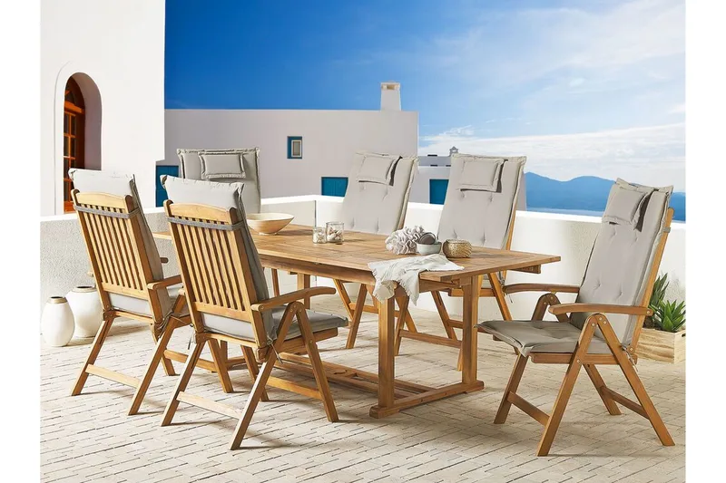 Trädgårdsstol 6 st akaciaträ med dyna JAVA - Trä/natur - Utemöbler & utemiljö - Balkong & altan - Balkongmöbler - Balkongstol