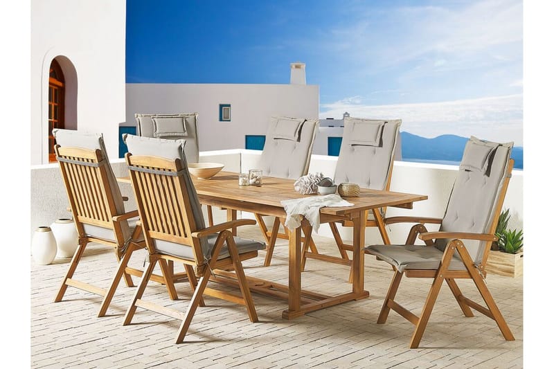 Trädgårdsstol 6 st akaciaträ med dyna JAVA - Trä/natur - Utemöbler & utemiljö - Balkong & altan - Balkongmöbler - Balkongstol