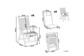 Trädgårdsstol 6 st akaciaträ med dyna JAVA - Trä/natur - Utemöbler & utemiljö - Balkong & altan - Balkongmöbler - Balkongstol