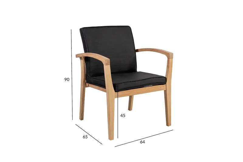 Utestol ROYAL 64x65xH90 mjuk vadderad svart textilin - Utemöbler & utemiljö - Balkong & altan - Balkongmöbler - Balkongstol