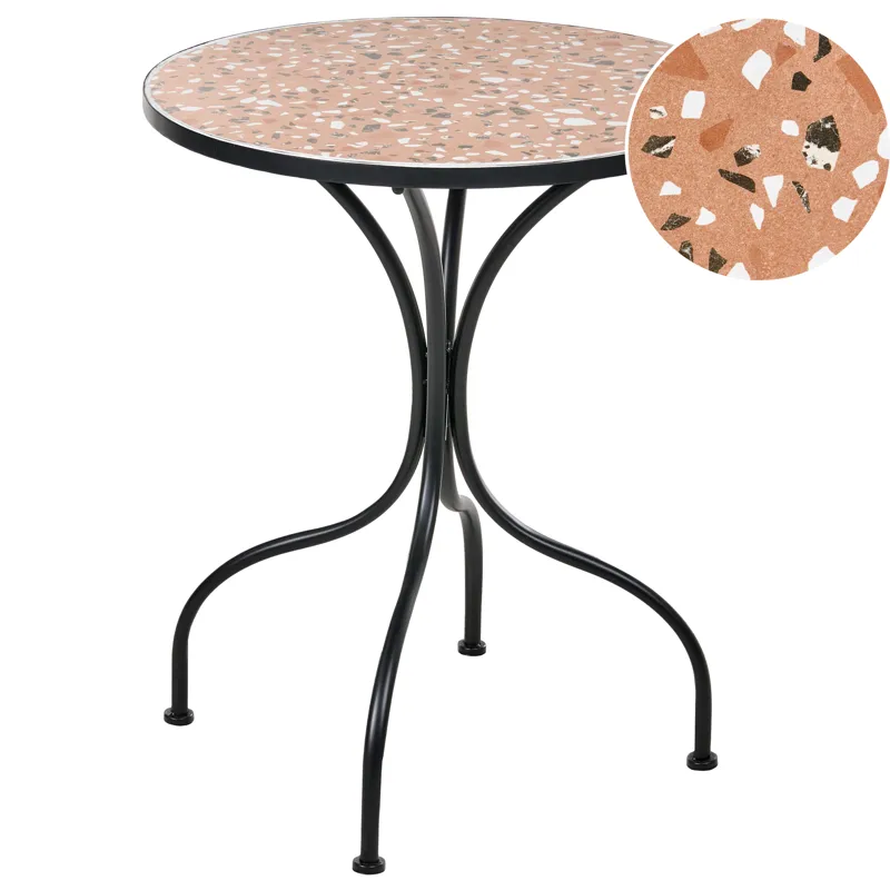 Bistrobord utomhus Adrano 60 cm Terrazzoeffekt Järn, Svart/Orange