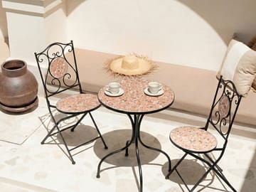 Bistrobord utomhus Adrano 60 cm Terrazzoeffekt Järn - Svart/Orange - Utemöbler & utemiljö - Balkong & altan - Balkongmöbler - Balkongbord