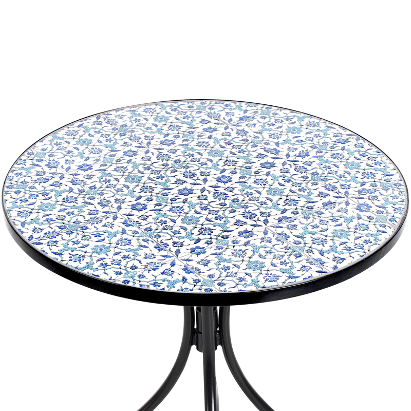 Bistrobord utomhus Chapeco 60 cm Järn - Svart/Blå/Vit - Utemöbler & utemiljö - Balkong & altan - Balkongmöbler - Balkongbord