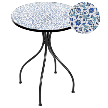 Bistrobord utomhus Chapeco 60 cm Järn - Svart/Blå/Vit - Utemöbler & utemiljö - Balkong & altan - Balkongmöbler - Balkongbord