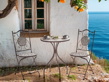 Bistrobord utomhus Chapeco 60 cm Järn - Svart/Blå/Vit - Utemöbler & utemiljö - Balkong & altan - Balkongmöbler - Balkongbord