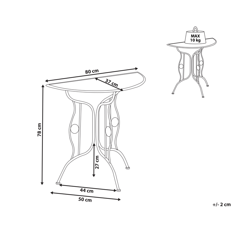 Bistrobord utomhus Coggia 80 cm Järn - Beige - Utemöbler & utemiljö - Balkong & altan - Balkongmöbler - Balkongbord