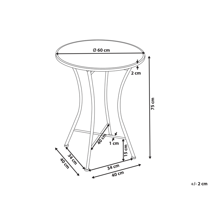 Bistrobord utomhus Comiso 60 cm Järn - Svart/Vit - Utemöbler & utemiljö - Balkong & altan - Balkongmöbler - Balkongbord