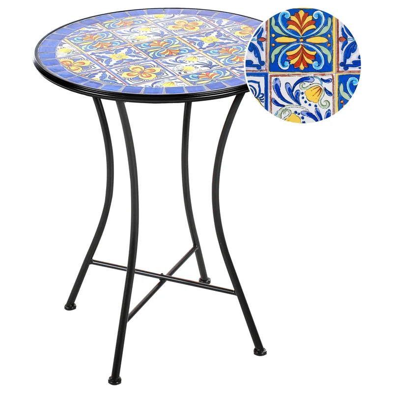 Bistrobord utomhus Coriano 60 cm Järn, Svart/Blå