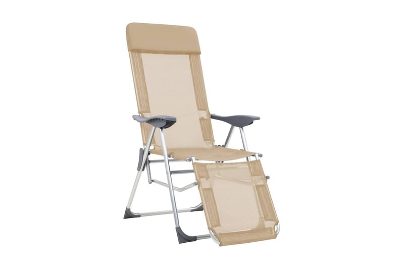 Campingstolar hopfällbara 2 st med fotstöd aluminium gräddvi - Vit - Brassestol & campingstol - Strandstol - Balkongstol