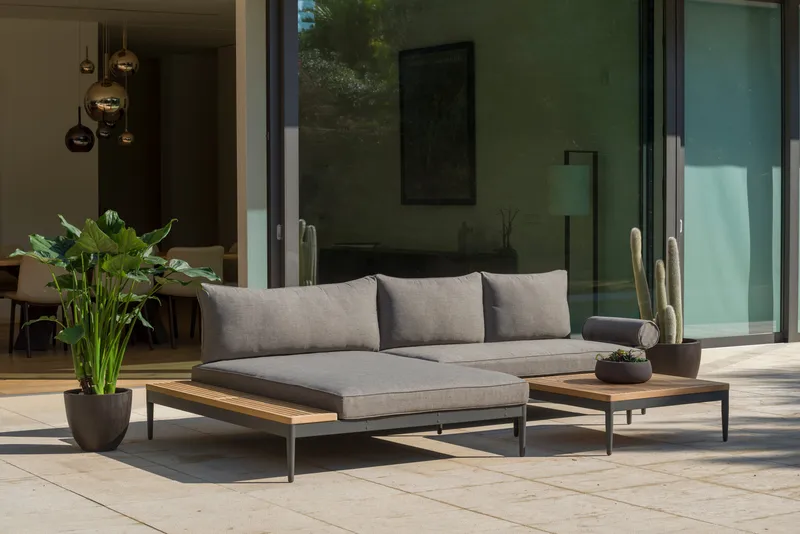 Dagbädd för utomhusbruk TOPAZ XL - Trä/grå - Utemöbler & utemiljö - Balkong & altan - Balkongmöbler - Balkongsoffa