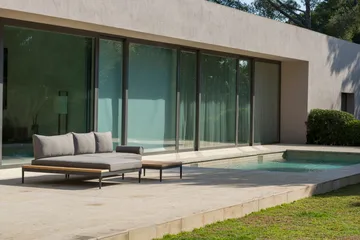 Dagbädd för utomhusbruk TOPAZ XL - Trä/grå - Utemöbler & utemiljö - Balkong & altan - Balkongmöbler - Balkongsoffa