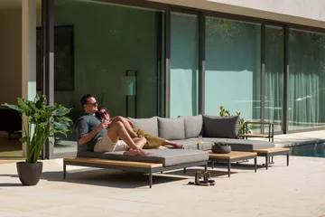 Dagbädd för utomhusbruk TOPAZ XL - Trä/grå - Utemöbler & utemiljö - Balkong & altan - Balkongmöbler - Balkongsoffa