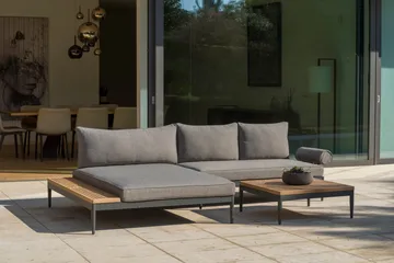 Dagbädd för utomhusbruk TOPAZ XL - Trä/grå - Utemöbler & utemiljö - Balkong & altan - Balkongmöbler - Balkongsoffa